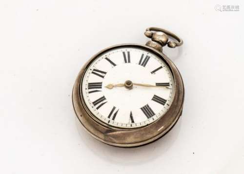 A Victorian silver pair cased pocket watch by John Canoud, fusee movement marked 45423, AF