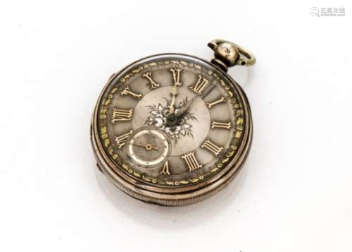 A Victorian open faced pocket watch by Isaac Goldman of Sunderland, 52mm, with engraved silvered