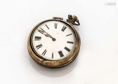 A George IV silver pair cased pocket watch, case marked London 1827, AF