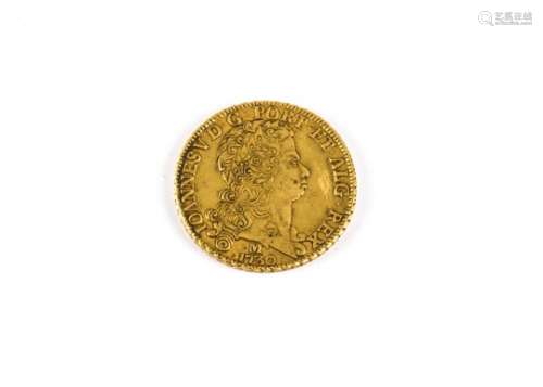 An 18th century Brazilian gold coin, the 128000 Reis from the reign of John V of Portugal, dated M