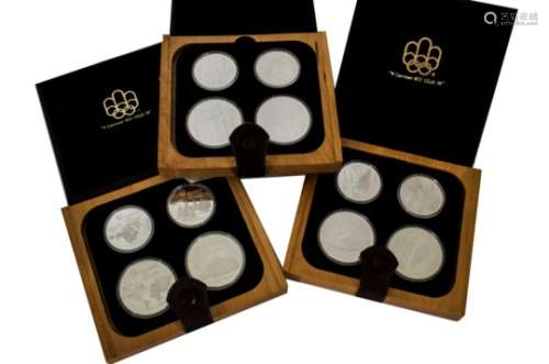 Seven 1970s Canadian Mint silver proof commemorative coins, all celebrating the Olympic games,
