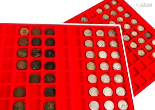 A collection of British coins, presented in six Lindner plastic coin collectors drawers, including
