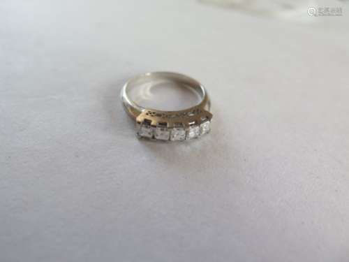 A 900 platinum five stone diamond ring, size L, approx 4.2 grams, generally good, diamonds bright,
