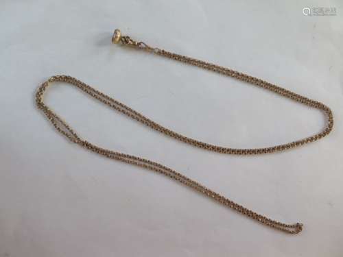 A 9ct yellow gold guard chain, with a fob, chain marked GOLD and BG, no hallmarks but tests to