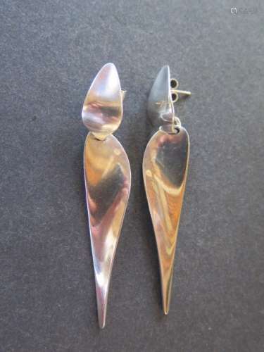 A pair of Georg Jensen silver earrings, no 128A approx 19.5 grams - marks consistent with use