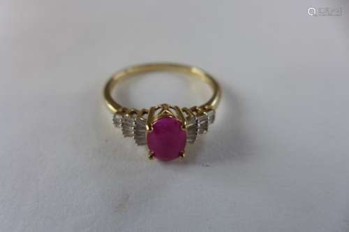 A pretty 9ct gold ruby and diamond ring, approx 1.00ct, total diamonds approx 1.25ct, size N, approx