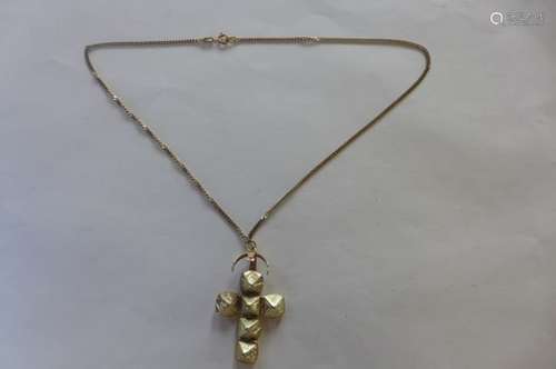 A silver gilt masonic folding ball pendant on a 9ct gold chain - chain approx 5.5 grams, and a