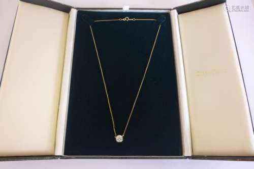 A diamond single stone pendant, approx 1ct, in an 8ct yellow gold mount and chain, 44cm long,