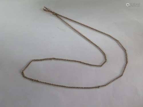A 9ct gold guard chain, 108cm long, approx 12.7 grams, one link has been wired