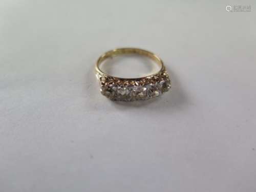 An 18ct yellow gold five stone diamond ring, approx total 1.50ct, ring size O, approx 3.6 grams,