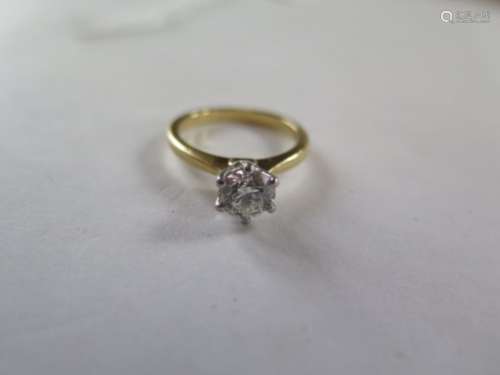 A good quality 18ct yellow gold solitaire ring, 1.01ct, colour J, clarity SI1, laser, GIA