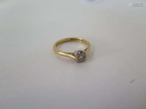 An 8ct yellow gold solitaire diamond ring, size L, approx 2.8 grams, generally good