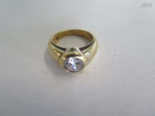 A silver gilt ring, size K, approx 5 grams, some wear to edge otherwise generally good