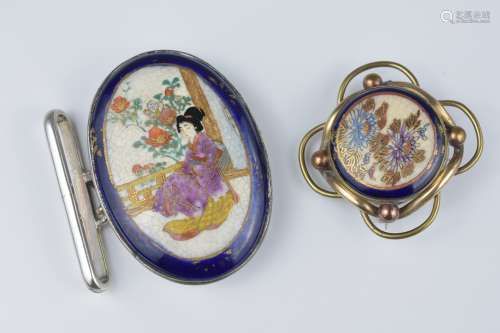 Late 19th / Early 20th century Japanese Porcelain buckle and brooch