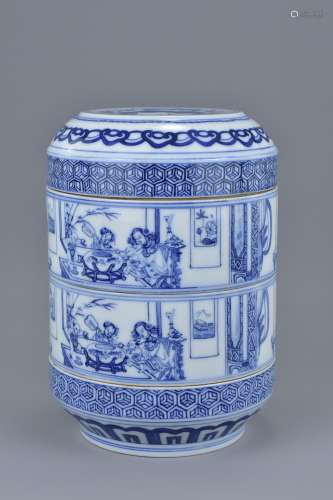 Japanese Porcelain Blue and White Four Tier Picnic box