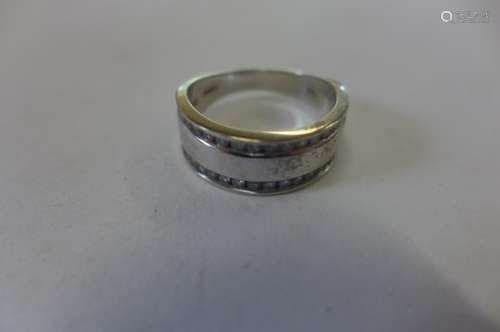 A 14ct white gold diamond set ring, size N, approx 5.8 grams, good condition