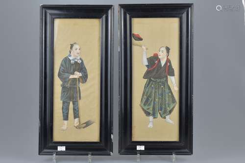 Pair of Vintage Japanese Paintings