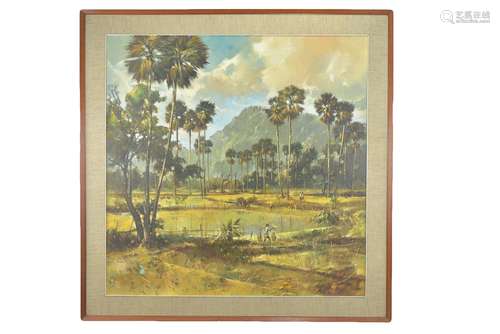 Nhek Dim 1934-1968 Cambodia - Oil on Canvas