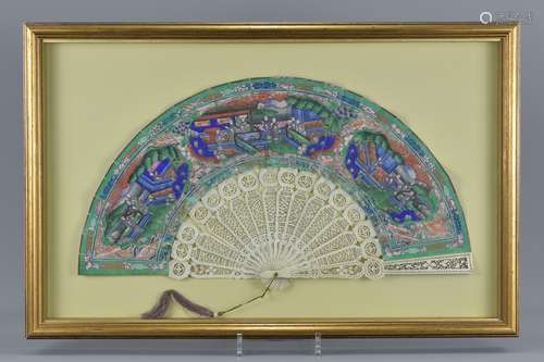 A 19th century framed export Chinese fan