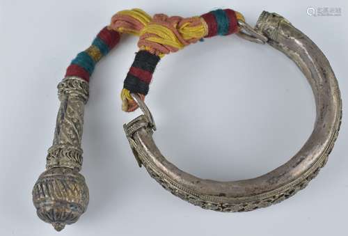 A Tibetan silver metal Buddhist bracelet