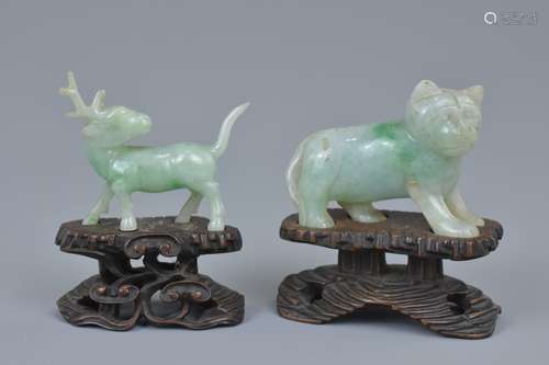 Pair of Chinese jadeite carvings