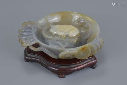 A Chinese 20th century carved agate bowl