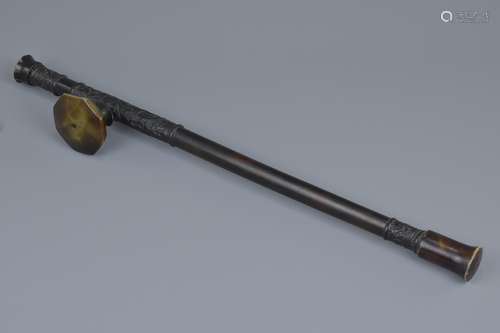 A Chinese 20th century bamboo opium pipe