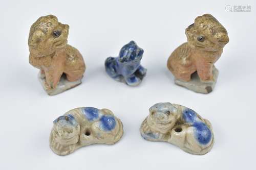 Four 18th century miniature porcelain joss stick holders