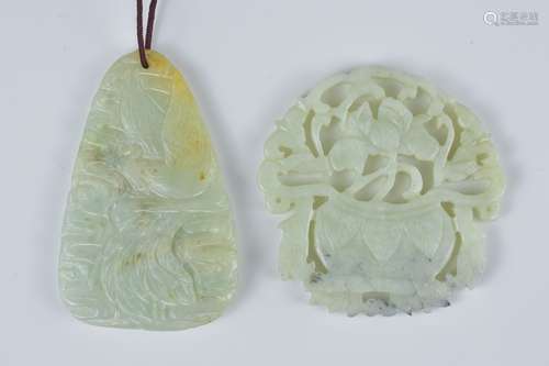 Two Chinese carved jade pendants