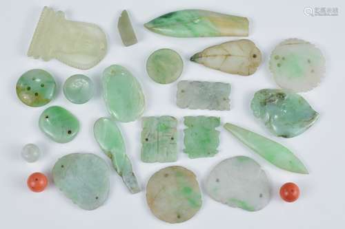 Group of twenty jade pendants and buttons