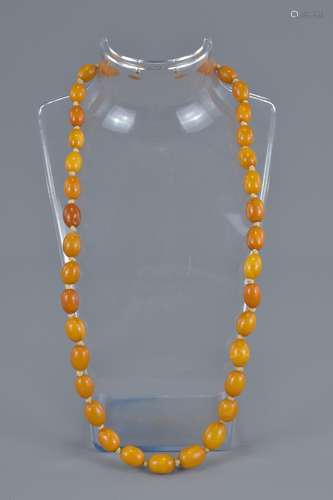 An amber beaded necklace