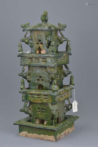 Chinese Green Glazed Han Pottery Watch Tower