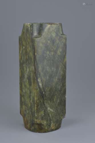 Chinese Large Hardstone Neolithic style Cong