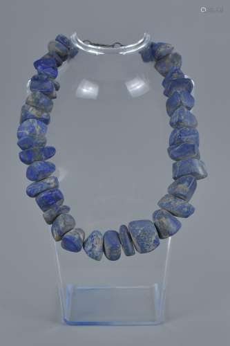 String of Thirty Five Raw Lapis Lazuli Stones