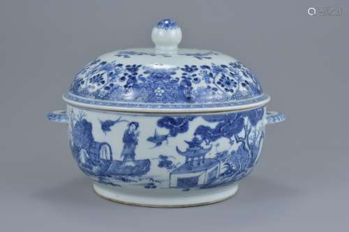 A Chinese 18th century porcelain tureen and cover