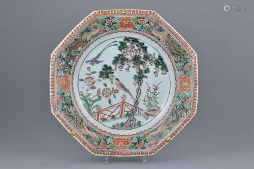 A large Chinese famille verte porcelain dish