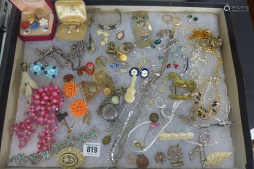 A large quantity of vintage and later costume jewellery including alpaca, carved bone, ciro