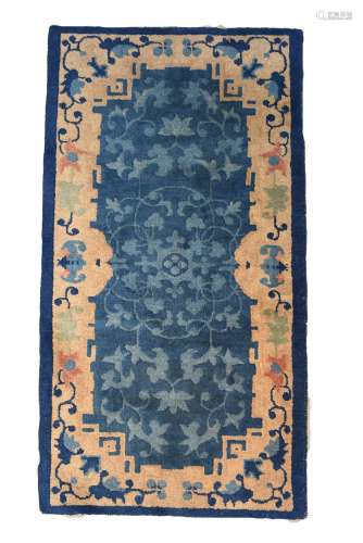 Chinese 19th century woven blue ground prayer rug