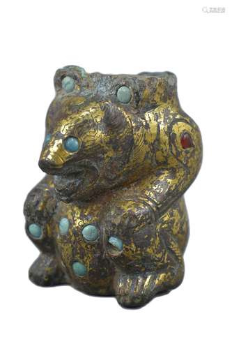 Chinese Han Dynasty Support / Fitting of a Hollow Cast Bear