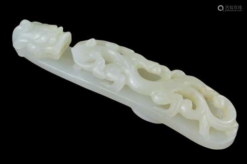 18th century Chinese White Jade Belt Hook