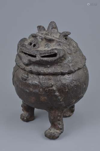 17th century Chinese Cast Iron Lidded Incense Burner