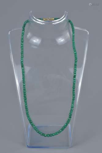 Necklace of Faceted Emerald Beads