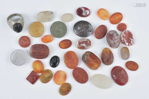 Collection of Carnelian and other Tabular and Convex Intaglio Carved Seals