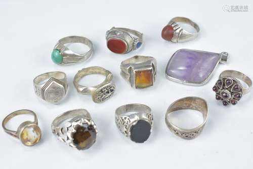 Collection of Eleven Silver Rings