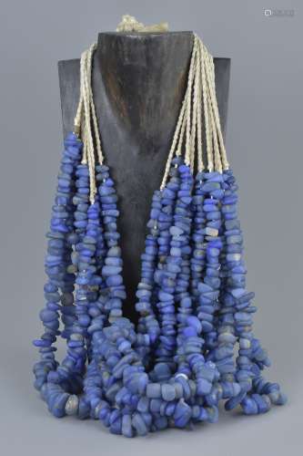 Ten Strings of Blue Agate Stone Beads