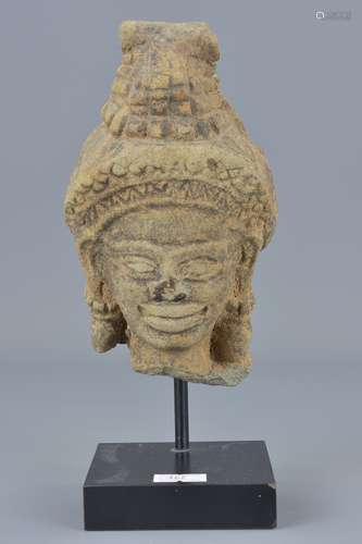 A 19th century possibly Cambodian sandstone carving