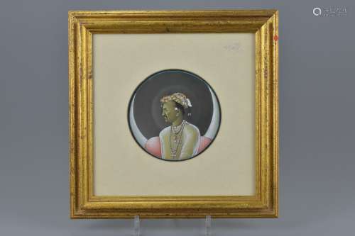 A framed portrait painting of Jahangir