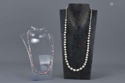 String of Freshwater Pearls with Metal Spacers