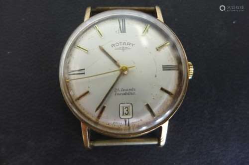 A gents 9ct gold Rotary wristwatch, case fully hallmarked, gold weight approx 10 gram, dial silvered