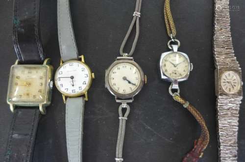 A collection of vintage watches, including a sterling silver ladies Accurist watch bracelet,